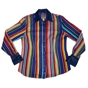 CR Ranchwear Dallas Serape Womens L Western Striped Button Front Shirt